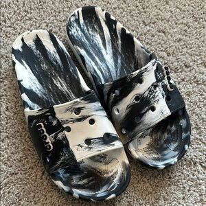 Crocs Black and White Slides
